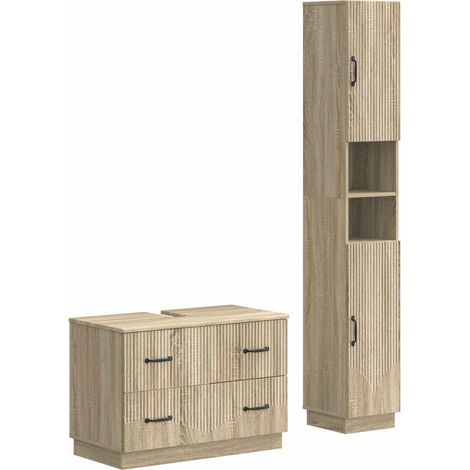 vidaXL 2 Piece Bathroom Cabinet Set HOORN Sonoma Oak Engineered Wood (1/5)