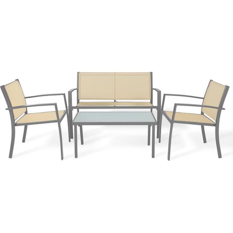 Sofa + 2 Sillas + Mesa de Cristal Templado. Conjunto de Jardin y Terraza (1/5)