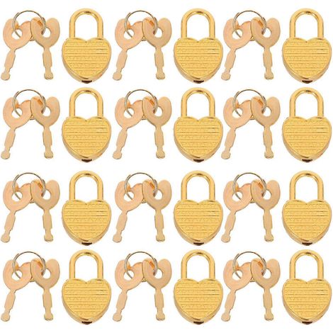 Lot de 12 mini cadenas en forme de cœur avec clé, verrous portables pour agenda, carnet, boîte à bijoux et petits bagages. Mignons et sécurisés, ils préservent votre intimité. (1/3)