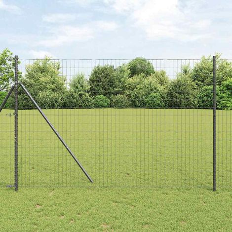Eurozaun Grau 1,5 x 10 m PVC-beschichtetes Eisen