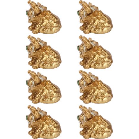 Lot de 8 statues d'éléphants en résine, décoration de table innovante, cadeau d'anniversaire, couleur or (1/5)