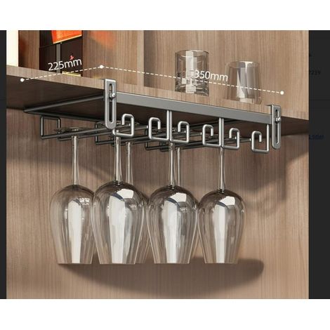 Portabicchieri da vino sospeso grigio scuro – Elegante contenitore refrigerante senza fori per 6-9 bicchieri, 35x22,5x7 cm (1/4)