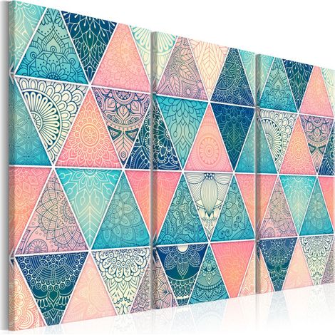 Tableau Imprimé 3 Panneaux "Oriental Triangles" 60 x 90 cm (1/2)
