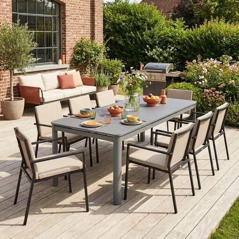 Table de jardin extensible aluminium 8 places anthracite - Soria