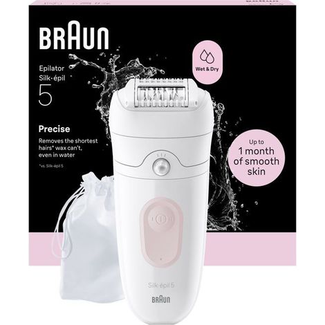 Depiladora eléctrica - BRAUN - SE5-011 - 2 modos - 40 min - Impermeable - Blanco / Rosa (1/5)