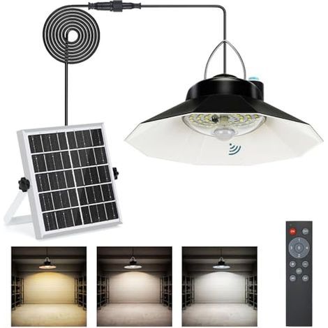 Suspension solaire extérieure avec capteur, batterie 4400 mAh, indice de protection IP65, télécommande, détecteur de mouvement, cinq modes d'éclairage et trois températures de couleur. (1/5)