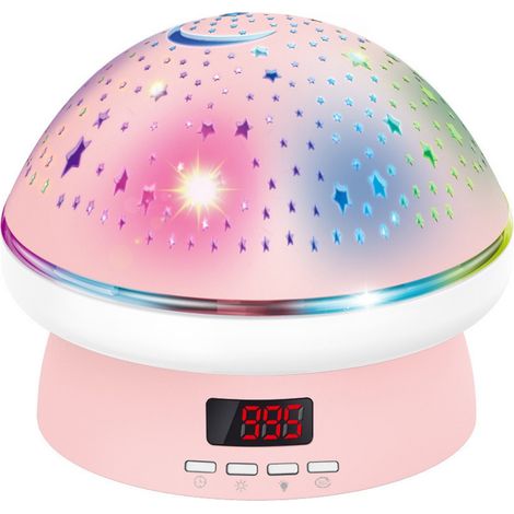 Lámpara Nocturna Setas - Proyector Estrellas 360° - Recargable USB-C - Decoración Habitación Rosa - 1 Unidad (1/5)