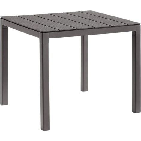 Bica Tavolo Da Esterno Doge In Polipropilene Effetto Legno Tortora 78x78x74 Cm