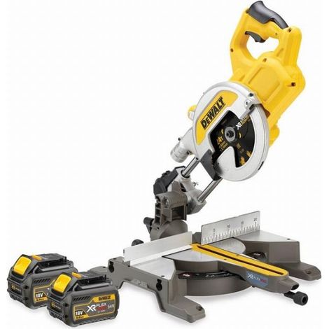 Dewalt – Scie à onglets 54V XR avec 2 batteries 6.0Ah – Moteur Brushless – Capacité de coupe 270x62mm – Inclinaison 48° – Vitesse 6300 trs/min