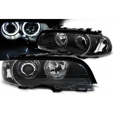 Paire de phares BMW serie 3 E46 Coupe Cabriolet de 1999 a 03/2003 angel eyes led noir-27361176 (1/4)