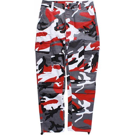 1 pantalon BDU camouflage orange, 6 poches utilitaires, coupe ajustée, bas de jambes fuselés, ceinture ajustable, pour personnel militaire et sécurité (1/5)