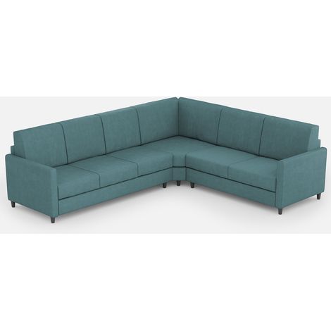 Canapé d'angle moderne italien tissu bleu pétrole Korane - 5 tailles 281x241 cm-Taille 281x241 cm (1/5)