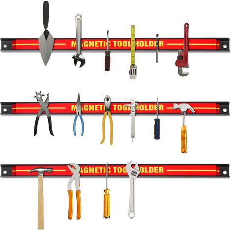 COSTWAY Magnetic Tool Holder Heavy-Duty Magnetic Bar Set of 3-Red (1/5)