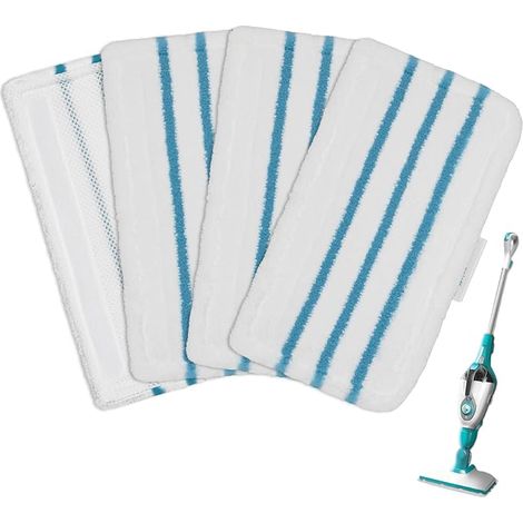 Lot de 4 tampons de rechange pour balai vapeur Black+Decker, compatibles avec les balais vapeur Black+Decker SM1600, SM1610, SM1620, HSM13E1, HSMC1300FX, HSMC1321, HSMC1361SG (1/4)