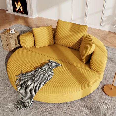 Sofá cama plegable 173x176 cm amarillo en espuma con cojines y diseño 2 en 1 (1/5)