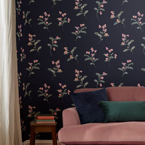 Papier peint intissé Joules Swanton floral Midnight 1005 x 52cm Bleu