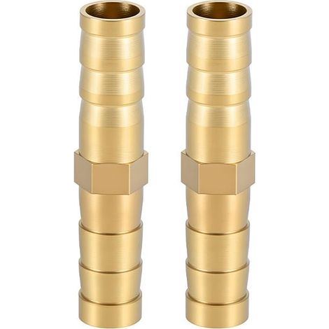 Lot de 2 Raccords à Douille en Laiton 8mm, Raccord Droit pour Tuyaux d’Air, de Gaz, d’Eau et de Carburant (1/4)