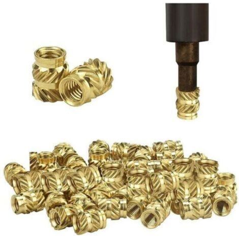 50 PCS Female Thread Brass Nuts Threaded Insert Assortment M3 Anti-oxidation M3 Threaded Insert Anti-corrosion Anti-deformation - Golden (1/4)