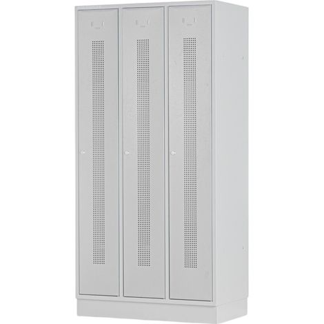 Vestiaire métallique 3 portes grises perforées MW Tools KL30G (1/5)