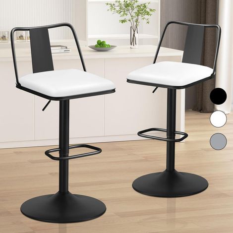 Barhocker 2er-Set mit Rückenlehne, höhenverstellbar, drehbar, weiß (1/5)