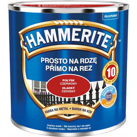 Peinture métal Hammerite Straight to Rust Rouge Brillant 0,25 L