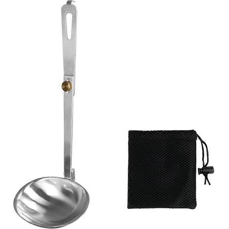 Cuillère pliante en acier inoxydable argenté pour le camping et les activités de plein air (1/5)