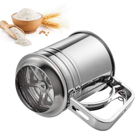 Tamis À Farine - Tamis À Sucre Glace En Acier Inoxydable - Design À Une Main - Maille Fine Double Couche - Capacité 400 G (1/5)