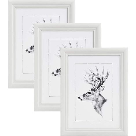 WOLTU Set de 3 Cadre Photo. Blanc. 40x50cm.Artos Style en Bois et Verre.Cadre décoration pour la Maison.BR9918ws-3 (1/4)