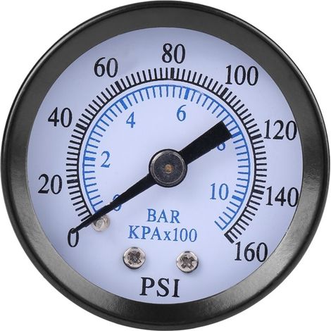 Manomètre miniature pour carburant, air, huile et eau, 0-160 psi / 0-10 bar, filetage NPT 1/8".