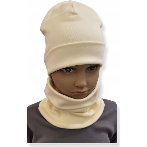Ensemble bonnet + écharpe enfant taille 52-56 double écru