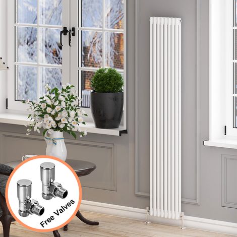 ELEGANT Vertical Column Radiator Traditional Radiator 1800mm White Radiator Column Rads with Valves 1800 x 372 mm (1/5)