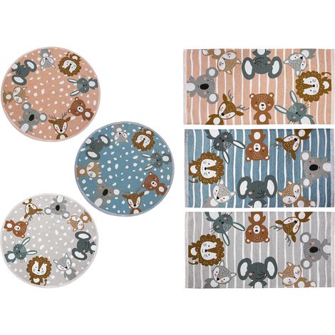 Tappeto Arredo e Gioco Antiscivolo Per Cameretta Bambini Disegno Animalii, misura80x150coloreRosa Antico (1/4)