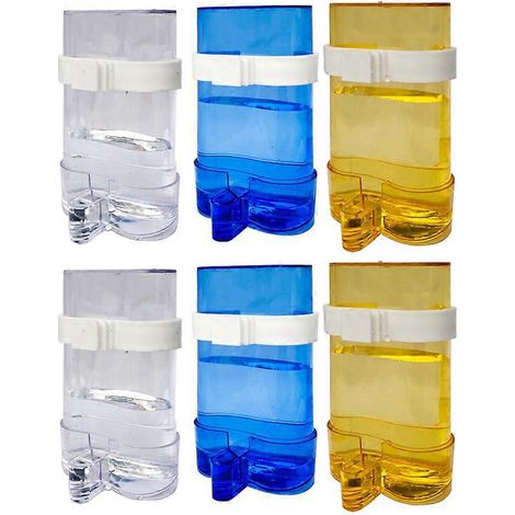Lot de 6 distributeurs automatiques pratiques d'eau et de nourriture pour oiseaux de compagnie, perroquets et autres animaux domestiques.-7.3x4.8x13cm-Blue (1/3)