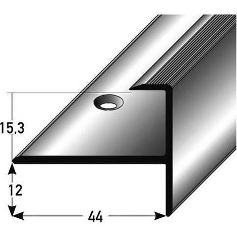 PROVISTON Einfassprofil 44 x 27.3 x 1000 mm Aluminium eloxiert Abschlussprofil Silber Geriffelt Gebohrt (1/3)