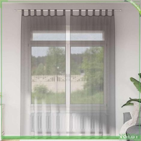 4102275 Rideaux en voile avec boucles 2 pcs gris foncé 140x260 cm (1/5)