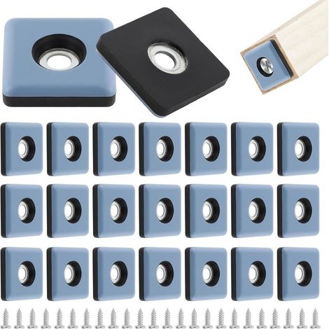 Lot de 24 patins en téflon 25mm – Patins à vis pour meubles – Résistants à l'usure – Pour sols en bois et carrelage (1/5)