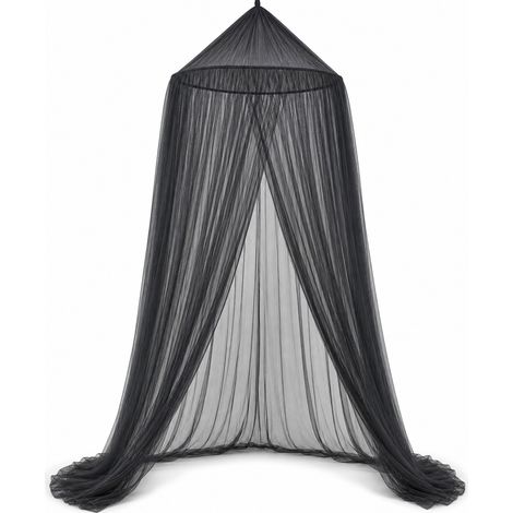 Moustiquaire Ciel de Lit Sans Perçage pour Lit 150 180 Noir (1/5)