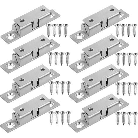 8-Piece Ball Latch Roller Latch Closure Double Ball Brass Latch Double Ball Door Latch with 32 Screws for Cabinet Furniture Door (1/5)