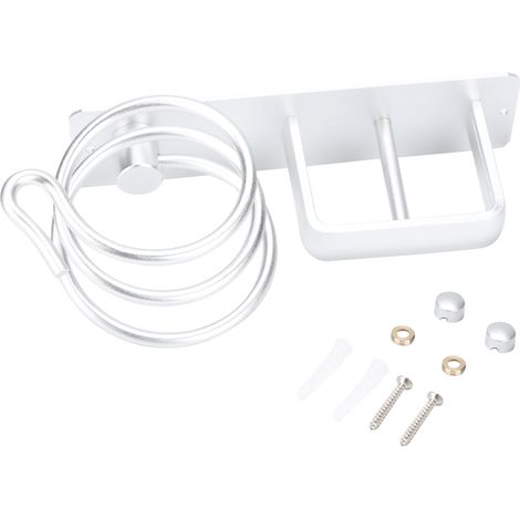 Étagère murale en aluminium pour sèche-cheveux, support organiseur de salle de bain, porte-ventilateur et rangement mural. (1/5)
