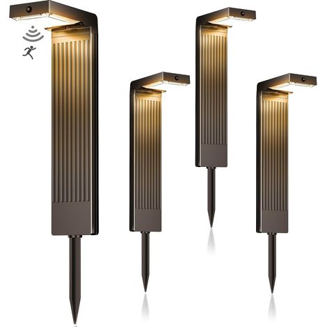 Lot de 4 Lampes Solaires Extérieur avec Détecteur de Mouvement