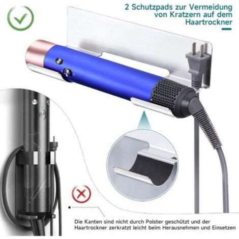 Support mural sans perçage pour sèche-cheveux et lisseur – acier inoxydable (1/5)
