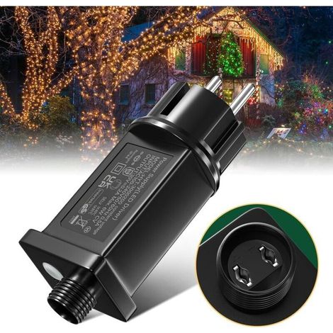 Tobebright Transformateur LED 31V 6W, IP44 Alimentation LED Basse Tension avec 8 Modes, Fonction de Minuterie et de Mémoire, Adaptateur de Remplacement pour Éclairage de Noël Rideau Lumineux