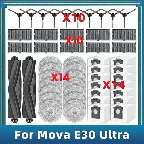 Lot de 50 pièces pour aspirateur E30 Ultra/Trouver E30 Ultra : brosse principale, filtre, lingette et sac à poussière. (1/5)