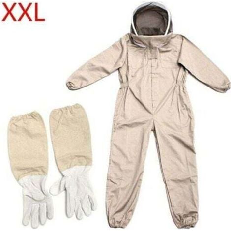 Tenue d'apiculture - Vêtement d'apiculture - Protection complète du corps - Gants pour débutants - Couleur café - Taille XXL-- (1/4)