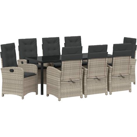 Maison Exclusive - Set da Pranzo per Giardino 9 pcs Grigio chiaro polyrattan
