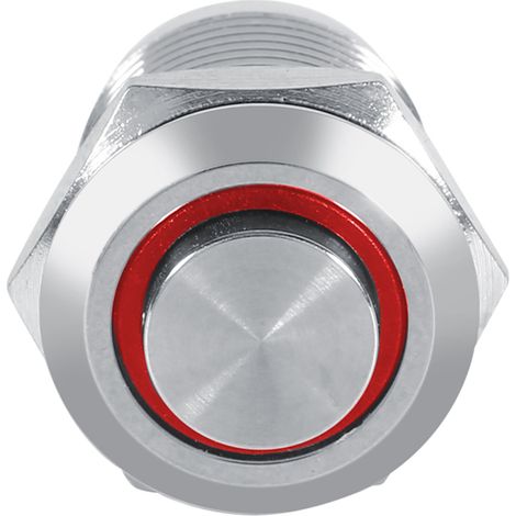 Interrupteur Bouton Poussoir Momentané 12mm Étanche en Métal 4 Broches LED Rouge 2V Montage Affleurant (1/5)