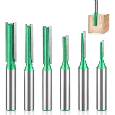 6Pcs Queue Fraise Defonceuse 6mm, Fraises pour Défonceuses 8mm, Tige Fraise à Copier Bois Tige de 3mm,4mm,5mm,6mm,7mm,8mm, Fraise Droite à Queue, Fraises à Rainurer pour Défonceuse, Fraise à Bois (1/5)