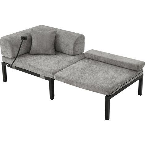CAIziCanapé-lit pliant en bois massif – lit simple extractible multifonctionnel - GRIS CLAIR (1/5)