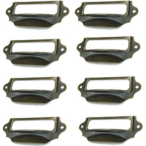 Set mit 8 Vintage-Schubladengriffen aus Eisen inklusive Schrauben für Schränke und Kommoden, bronzefarben, 90 x 40 mm (1/5)