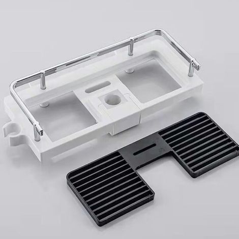 Étagère de Douche sans Percage Tablette de Douche pour Poteau avec Support de Pommeau,Étagère de Rangement de Salle de Bain pour Shampooing Savon,et 2 Crochets pour Barre de Douche de 21 à 25mm (1/4)